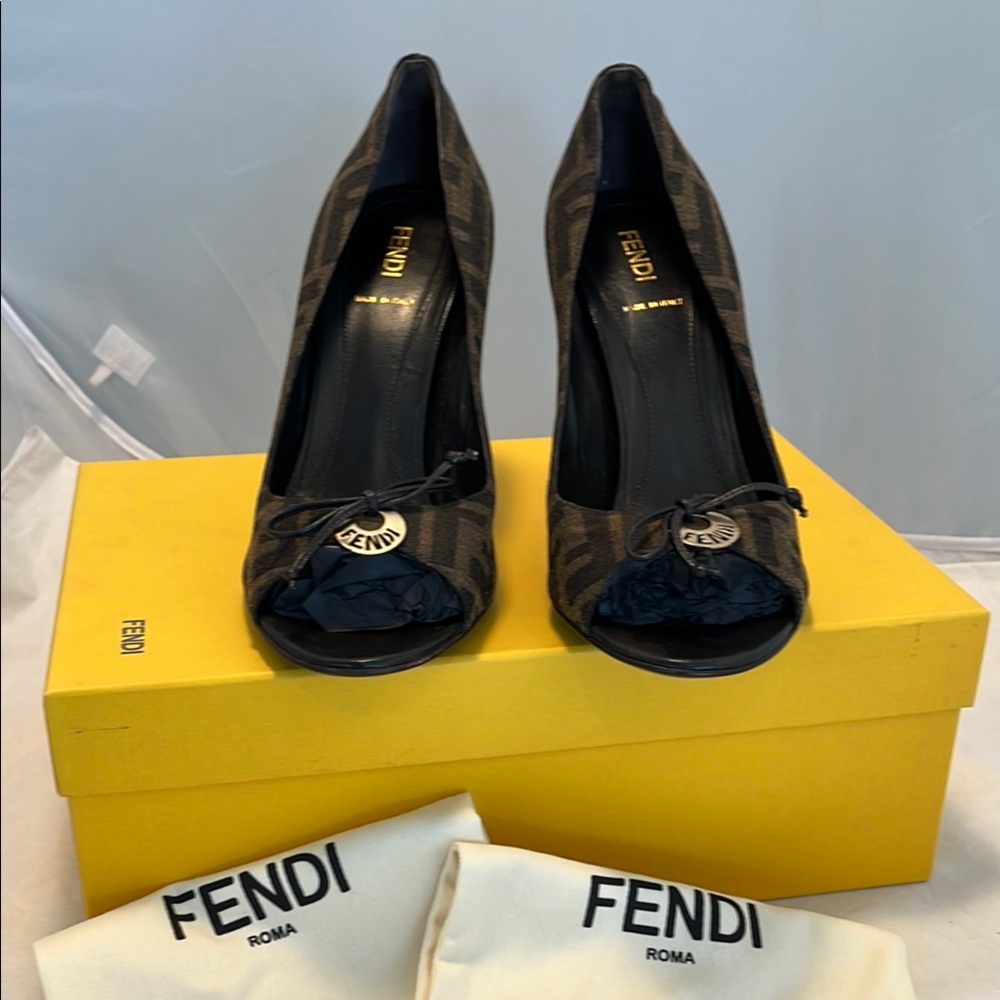Fendi Tobacco Zucca Canvas Heels - Picture 2 of 13